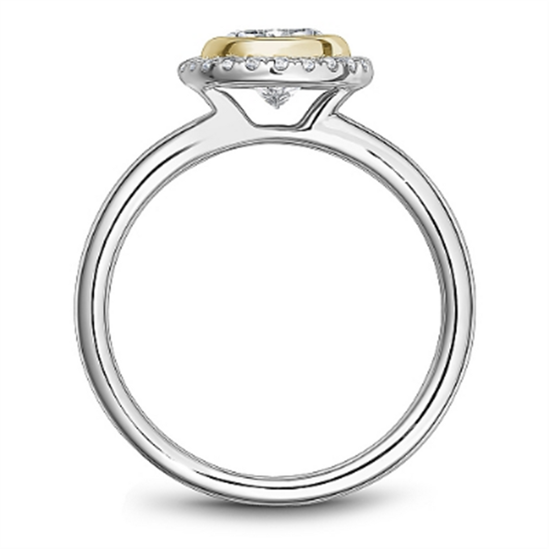 Yellow & White Gold Halo Diamond Semi-Mount