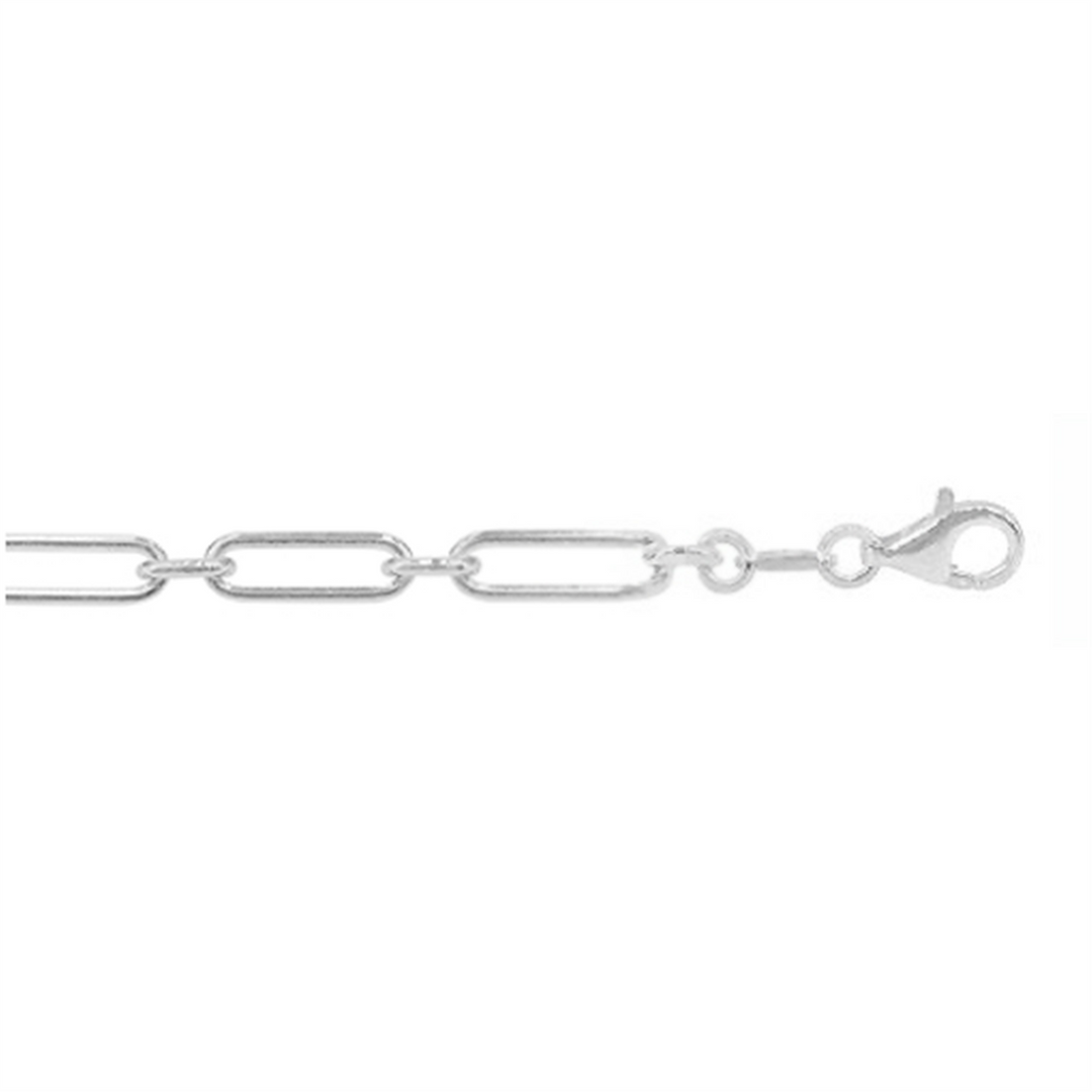 White Sterling Silver Paperclip Bracelet 
Top Width: 5.2mm
Length: 7