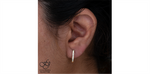 Load image into Gallery viewer, 10K Yellow Gold Oval Diamonds Medium Hoop Earrings