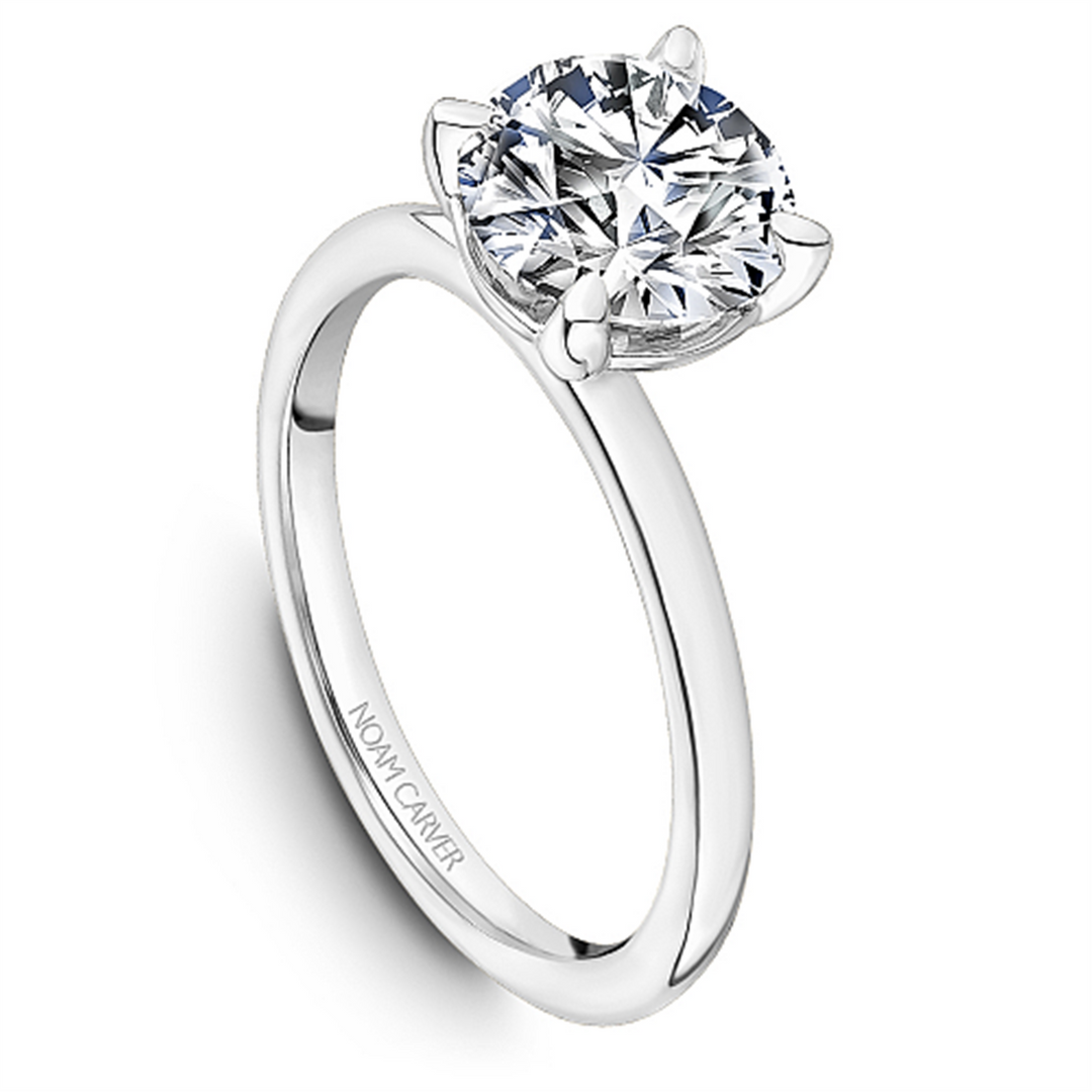14K White Gold Solitaire Diamond Engagement Ring Semi-Mount
Fits Cent