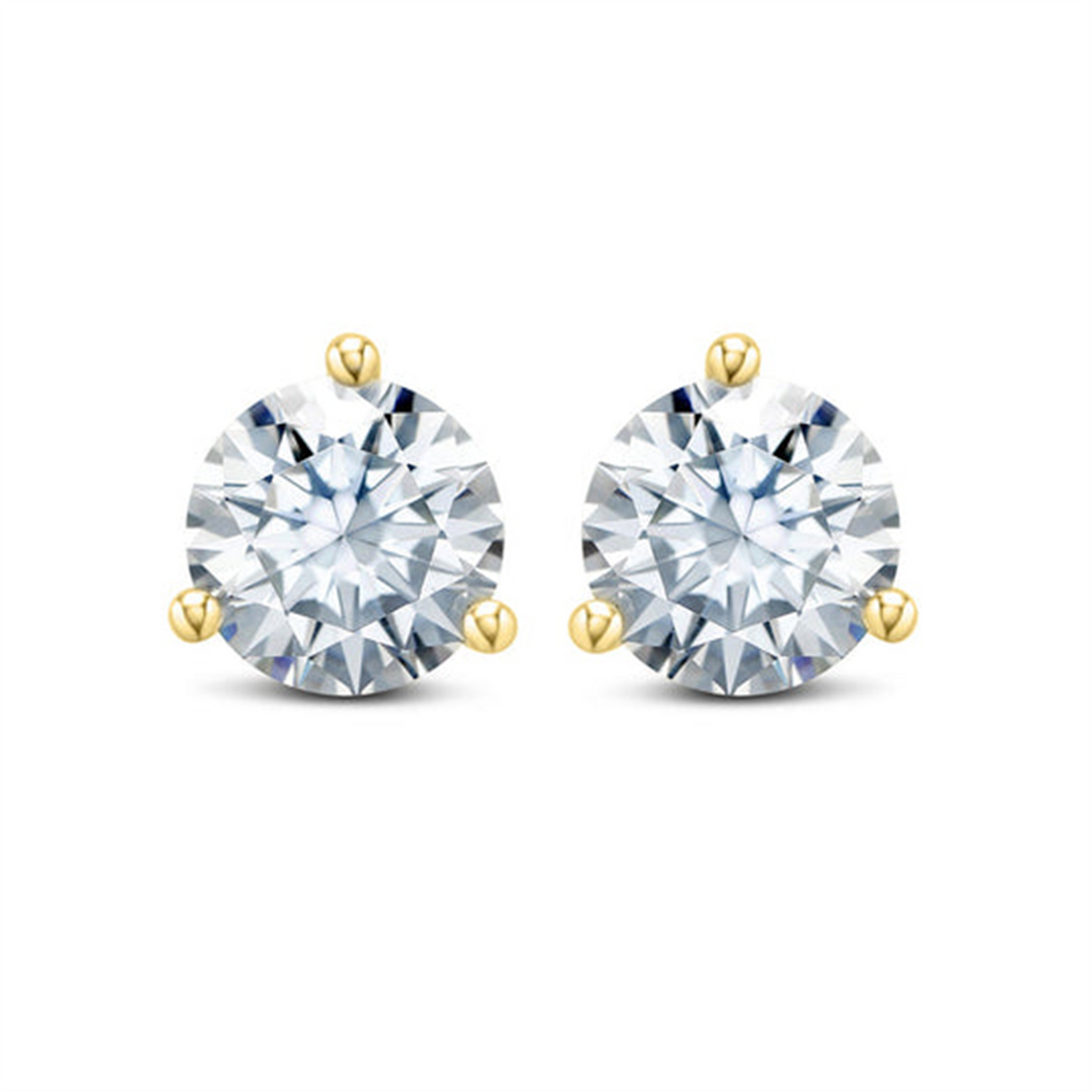 Yellow Gold Vermeil Sterling Silver Cubic Zirconiums Round Polished St