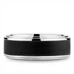 Load image into Gallery viewer, Men's White Gold Stepped Down Edges Band with Polished Finish and Enam