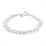 Load image into Gallery viewer, White Sterling Silver Paperclip Bracelet 
Top Width: 9mm
Length: 7.5
