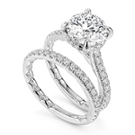 Load image into Gallery viewer, White Gold Hidden Halo Diamond Engagement Ring Semi-Mount
Fits Centre