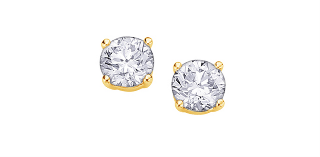 14K Yellow Gold Diamonds Stud Earrings