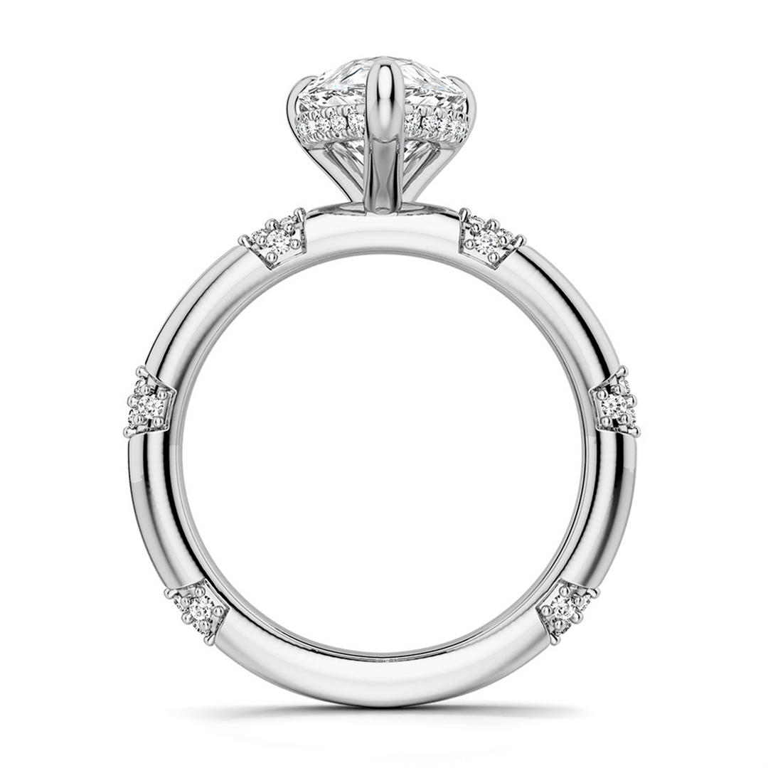 White Gold Side Stones Diamond Engagement Ring Semi-Mount
Fits Centre