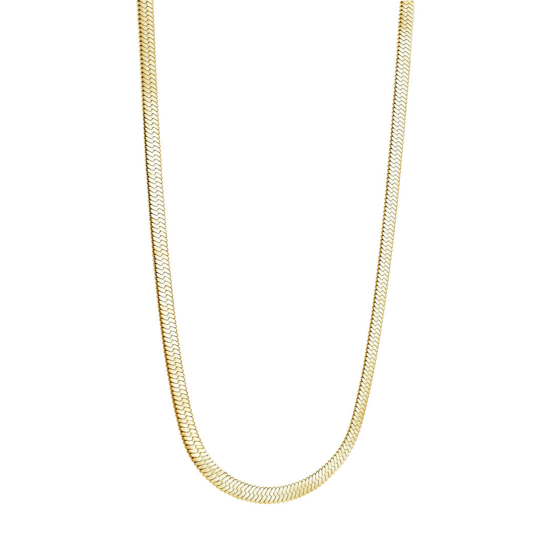 Gold Stainless Steel Herringbone Chain 
Length: 18"
Width: 4mm
Fini