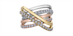 Load image into Gallery viewer, Lady&#39;s 10K Tri-Colour Gold Geometric Diamond Ring 
Total Diamonds: 1
