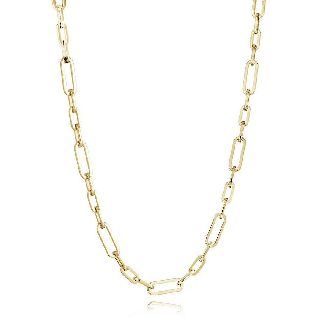 Gold Stainless Steel Figaro Chain 
Length: 22"
Width: 7mm
Finish: P