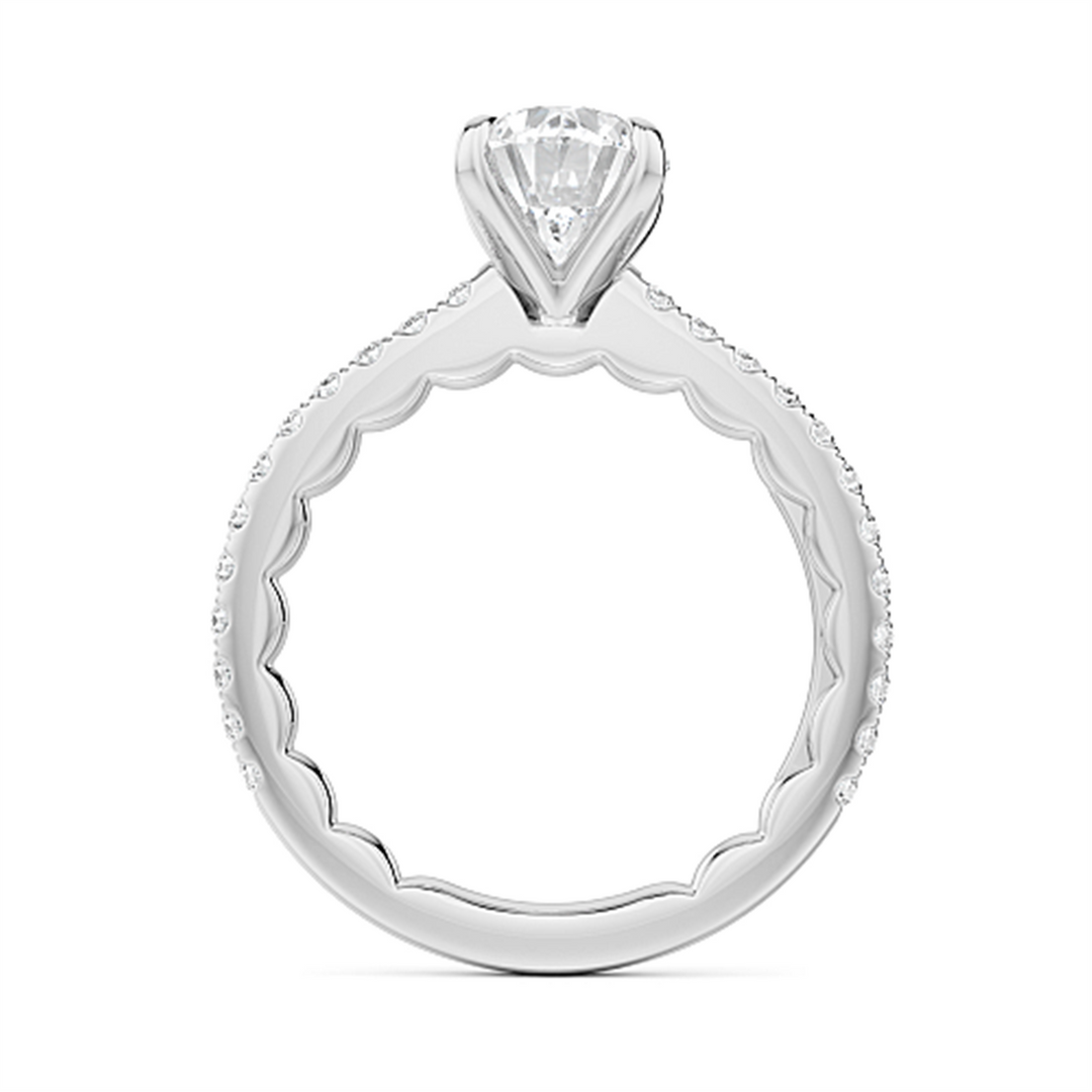 White Gold Side Stones Diamond Engagement Ring Semi-Mount
Fits Centre
