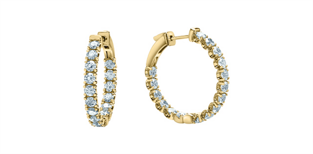 10K Yellow Gold Round Lab Diamonds Medium Hoop Earrings
Total Diamond