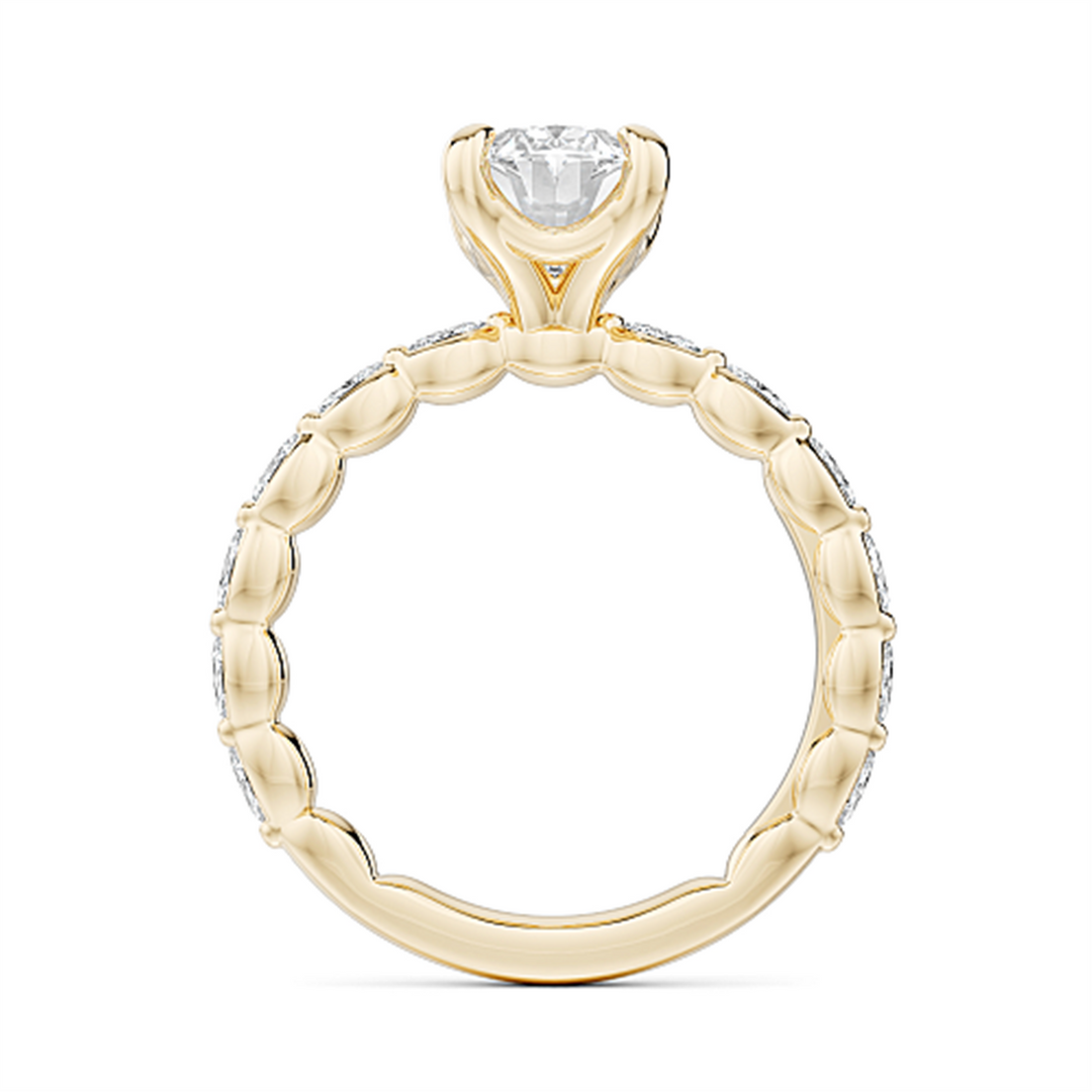 Yellow Gold Side Stones Diamond Engagement Ring Semi-Mount
Fits Centr