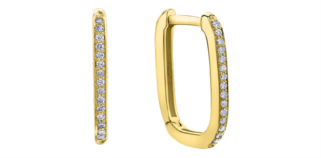 10K Yellow Gold Paperclip Diamonds Small Hoop Earrings
Total Diamonds