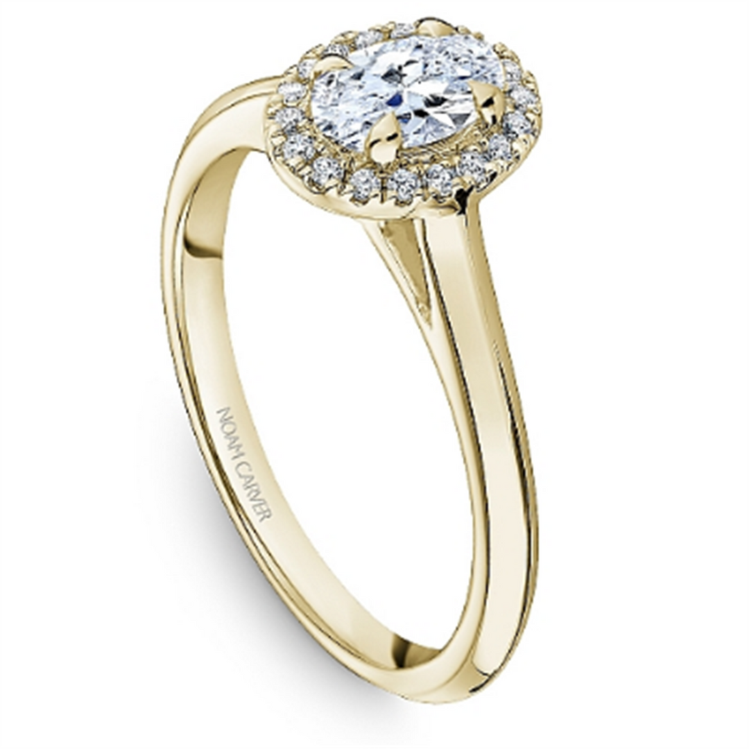 14K Yellow Gold Halo Oval Diamond Engagement Ring