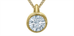 Load image into Gallery viewer, 10K Yellow Gold Lab Diamond Round Milgrain Pendant Necklace

PENDANT
