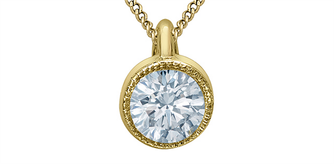 10K Yellow Gold Lab Diamond Round Milgrain Pendant Necklace

PENDANT