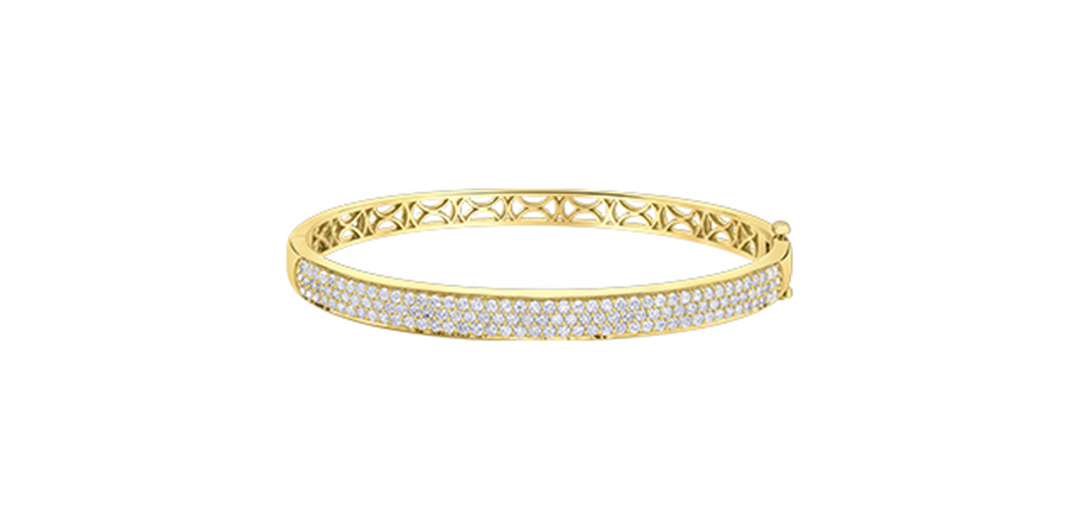 10K Yellow Gold Diamonds Bangle 
Total Diamonds: 2.55 cttw I2 I/J 
T