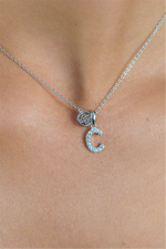 Load image into Gallery viewer, White Sterling Silver Initial &quot;C&quot; Polished Pendant Necklace

PENDANT
