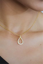 Load image into Gallery viewer, Yellow Sterling Silver Pear Polished Pendant Necklace

PENDANT
Ston