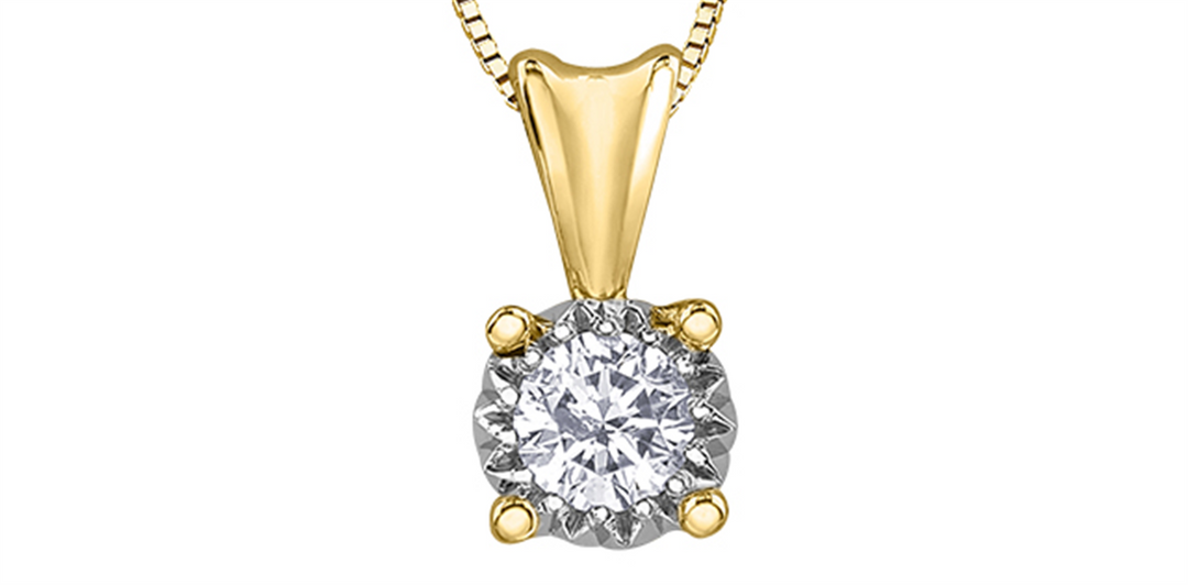 10K Yellow & White Gold Diamond Pendant Necklace