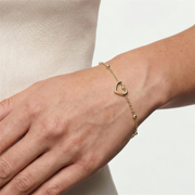 Yellow Gold Vermeil Sterling Silver Cutout Heart Open Link Bracelet