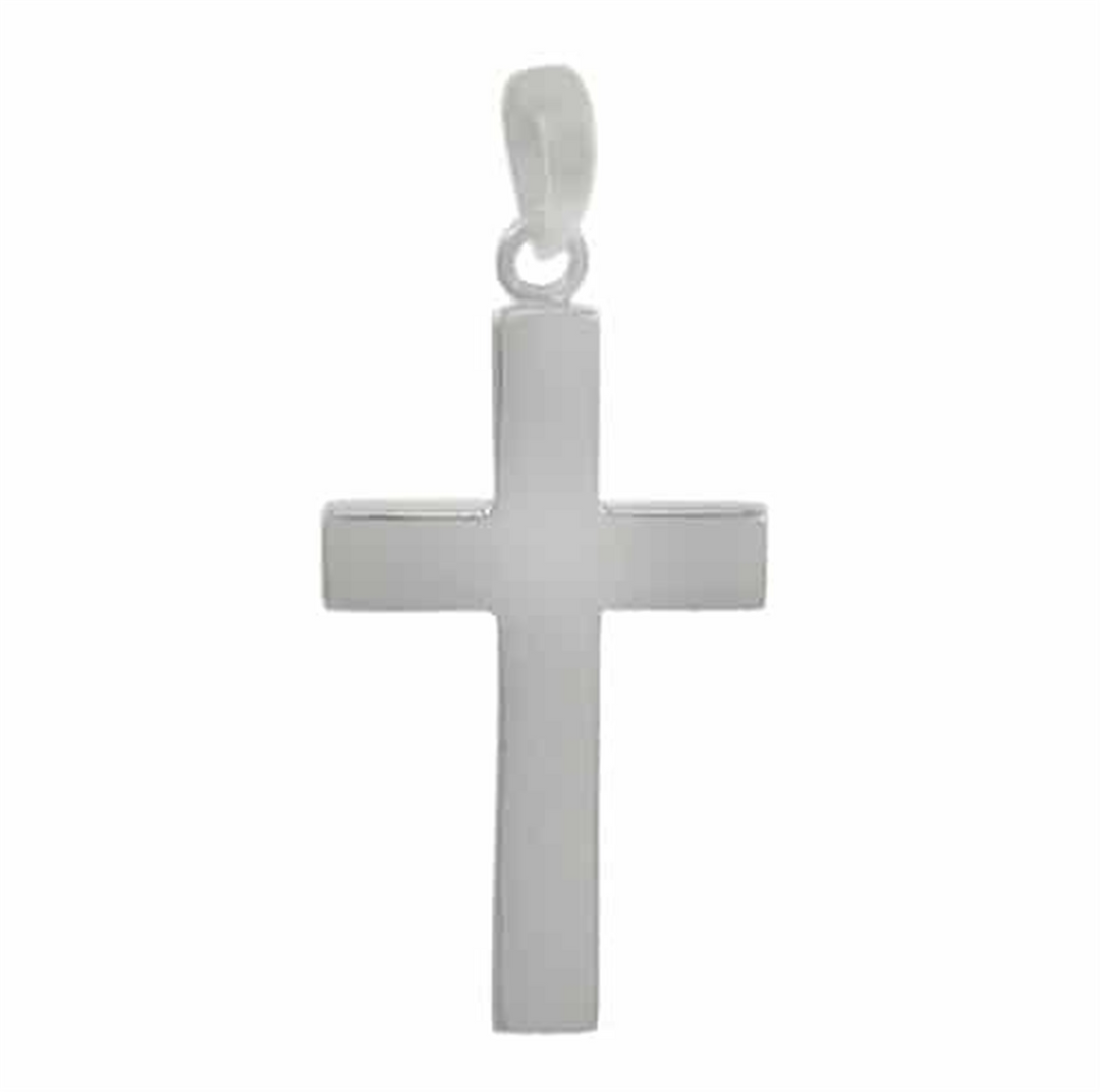 Sterling Silver White Polished Cross Religious Pendant 
Length: 33mm