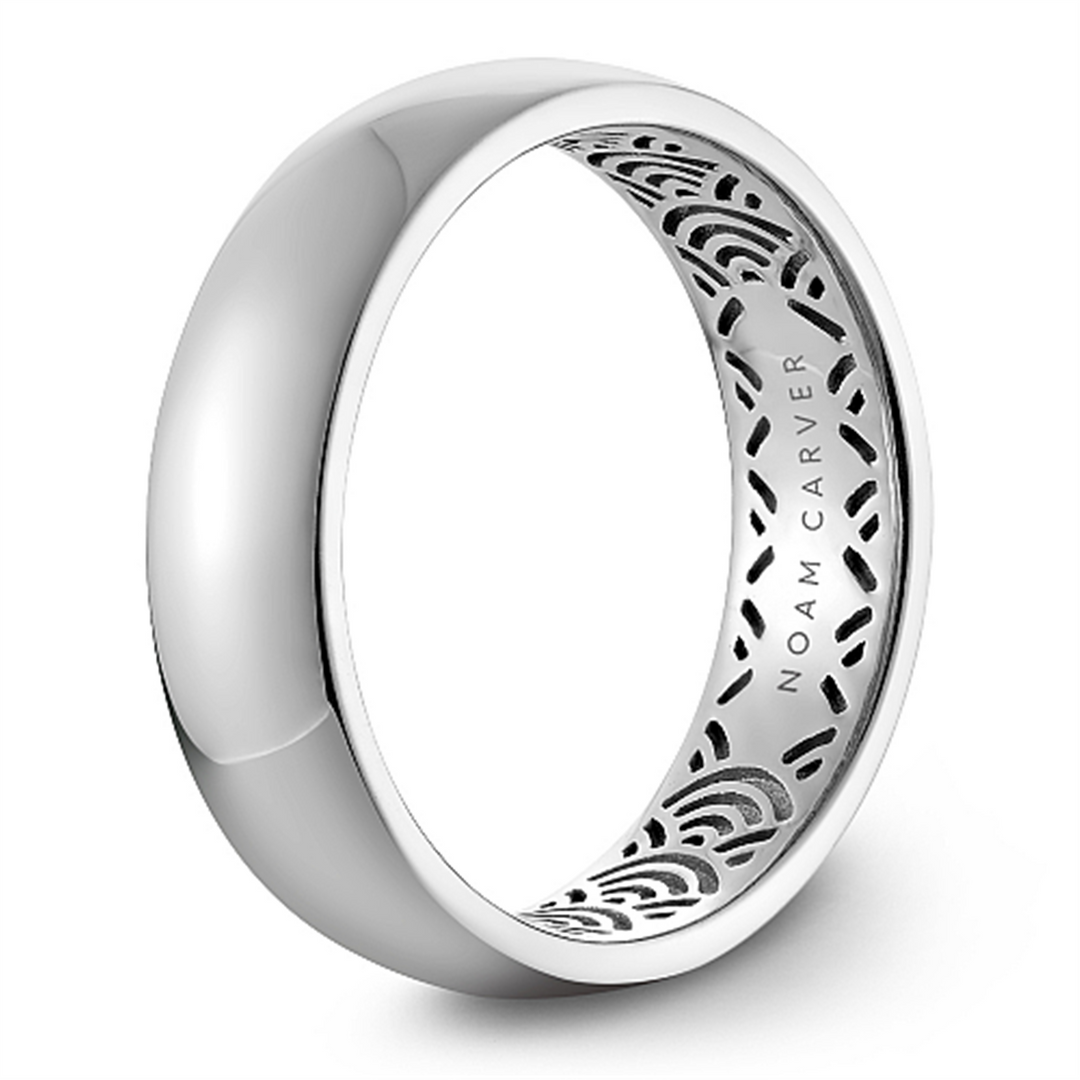 Men's White Gold Domed Band with Polished Finish