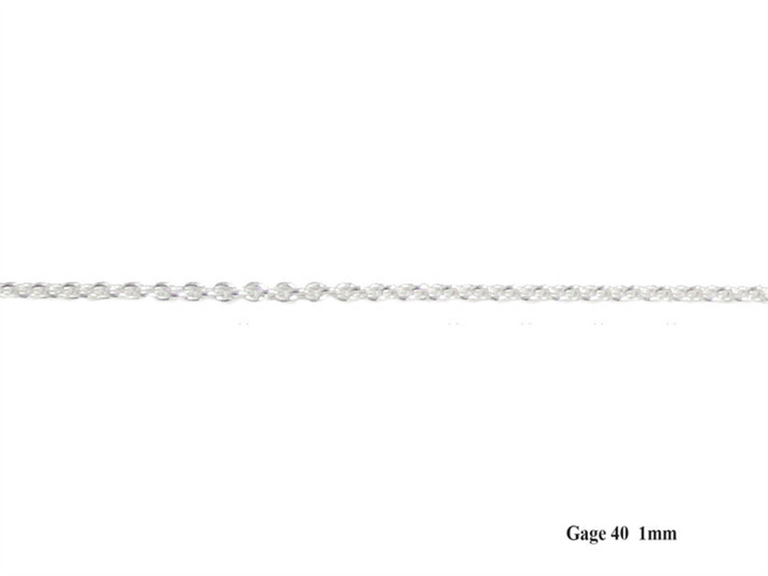 Sterling Silver White Rolo Chain 
Width: 1mm
Length: 20"