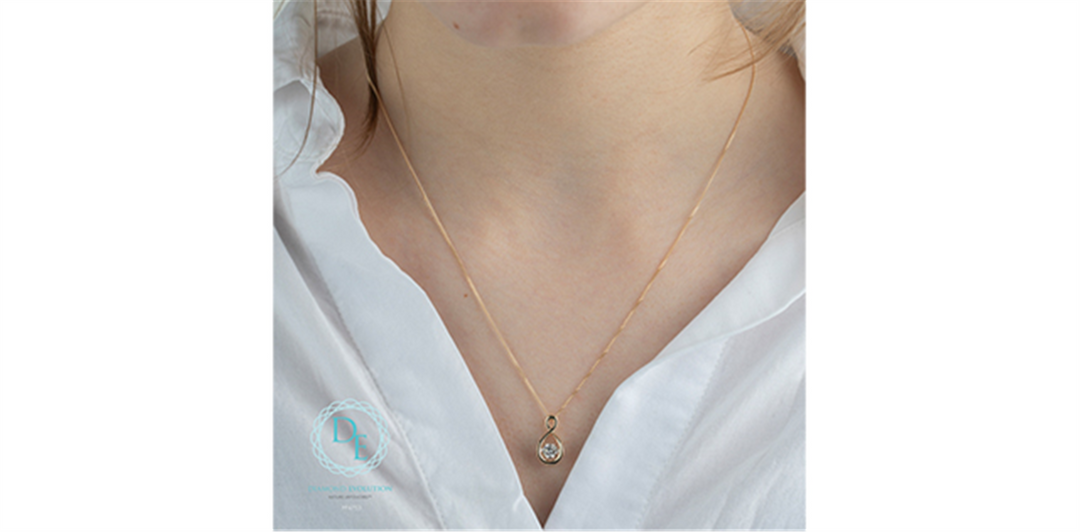 10K Yellow Gold Lab Diamond Infinity Dancing Stone Pendant Necklace