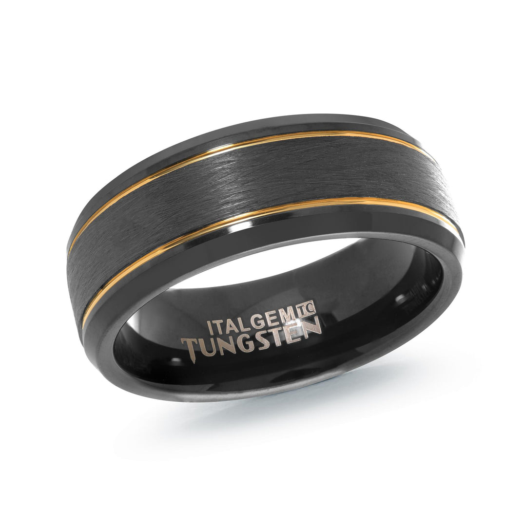 Black Tungsten Brushed Bevel Band Band 
Width: 8mm