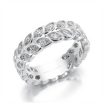 Load image into Gallery viewer, Lady&#39;s White Gold Floral Vintage Lab Diamonds Band
Diamond Shape: Marquise
