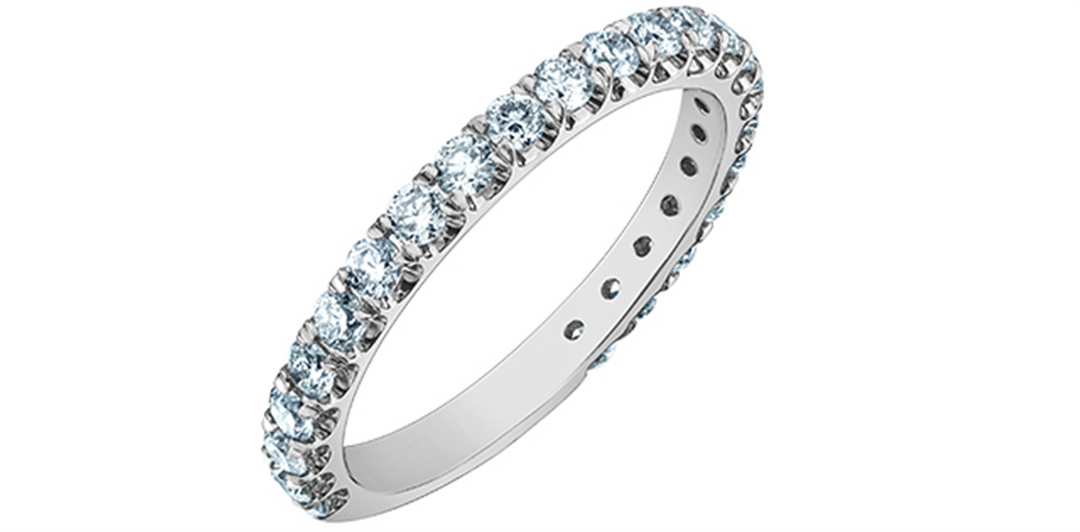 Lady's 14K White Gold Prong Set Lab Diamonds Band
Diamond Shape: Round