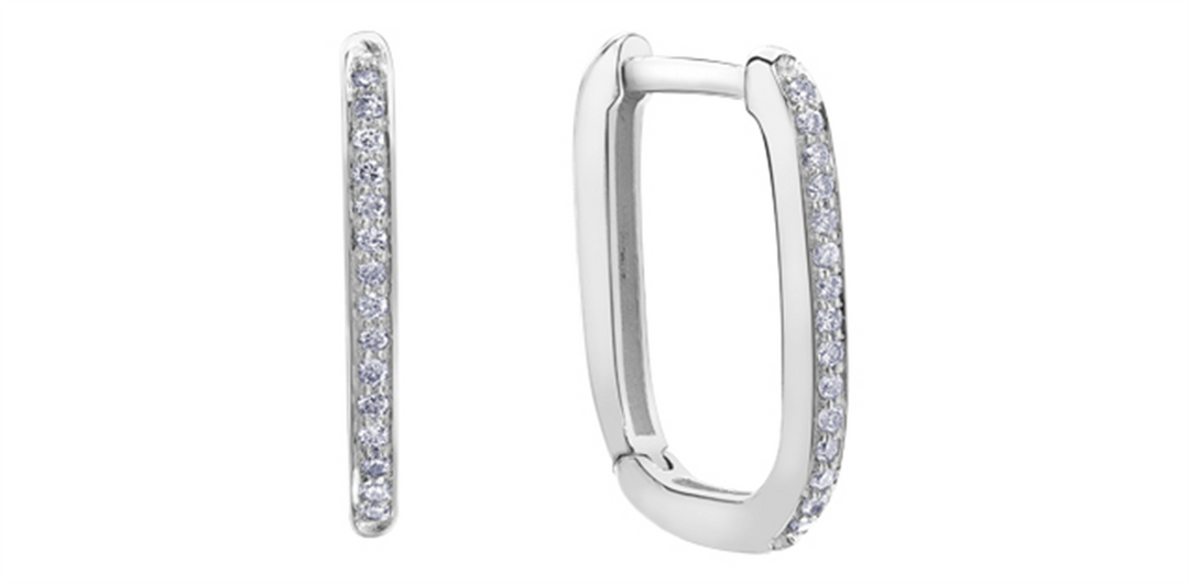 10K White Gold Paperclip Diamonds Small Hoop Earrings
Total Diamonds: