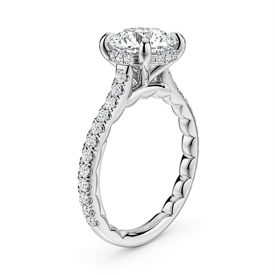 White Gold Hidden Halo Diamond Engagement Ring Semi-Mount
Fits Centre