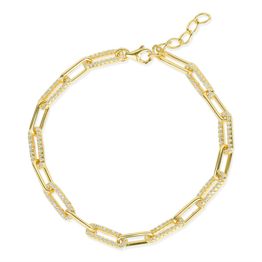 Yellow Gold Vermeil Sterling Silver Paperclip Bracelet 
Top Width: 4.