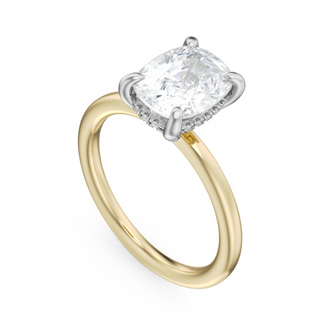 Yellow & White Gold Hidden Halo Diamond Engagement Ring Semi-Mount
Fi