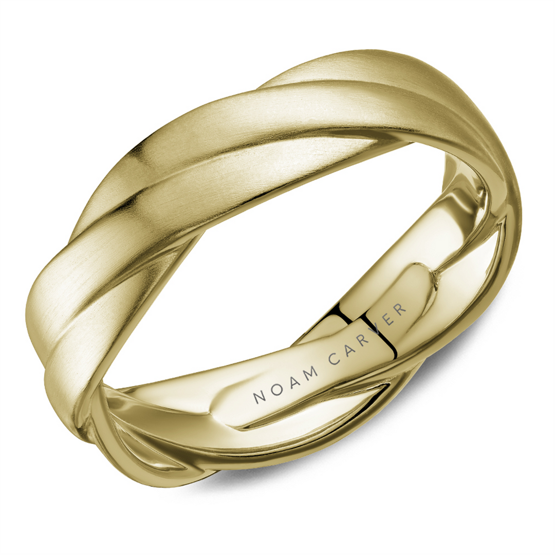 Men's Yellow Gold Beaded Band with Frosted Finish