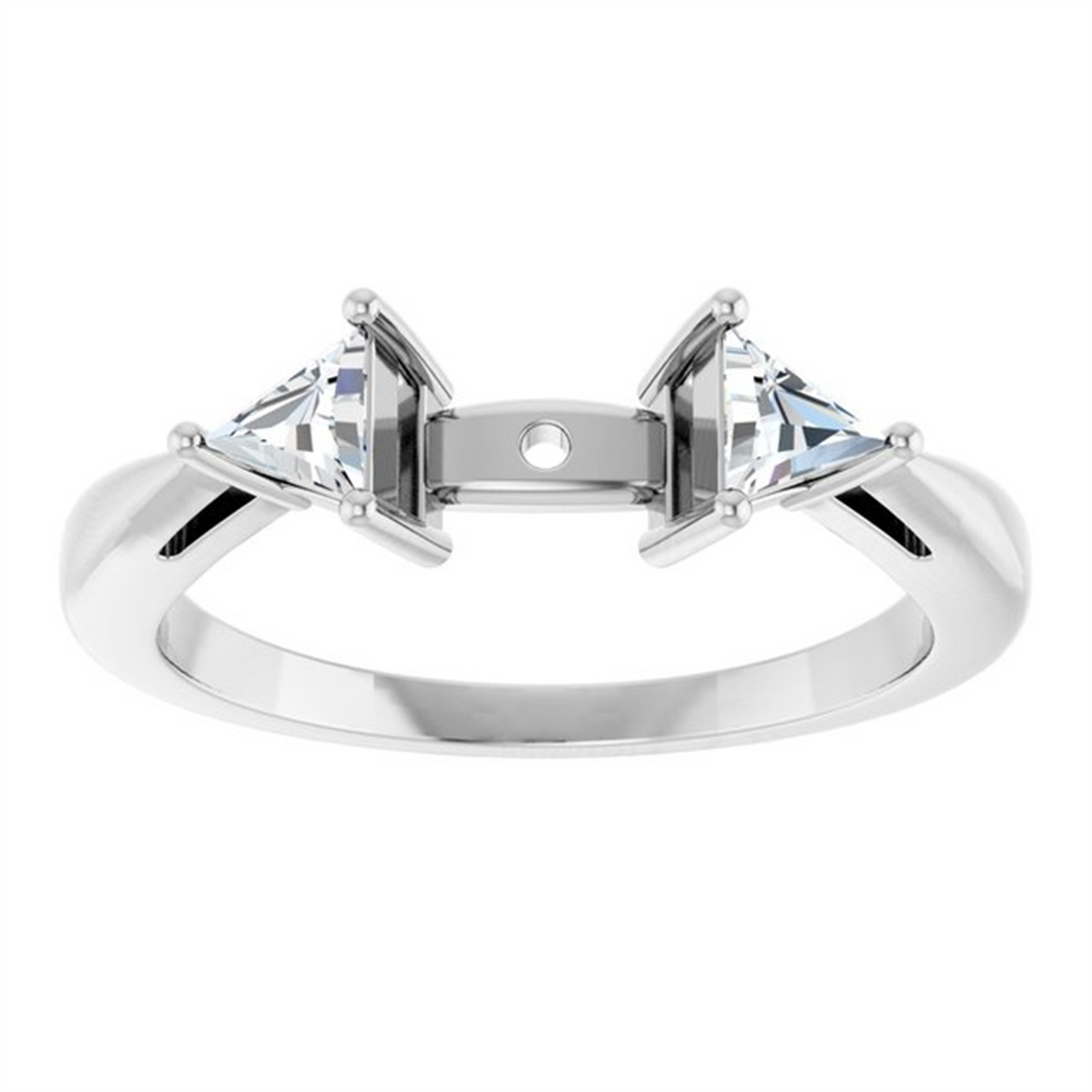 White Gold 3 Stone Diamond Semi-Mount