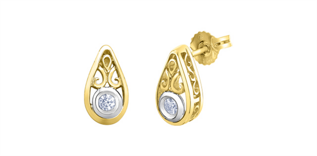10K White & Yellow Gold Teardrop Diamonds Stud Earrings
Total Diamond