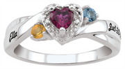 Personalized Yellow Gold Heart Daughter's Pride Ring with Name & Birth Date Engraved 
Number of stones available: 3