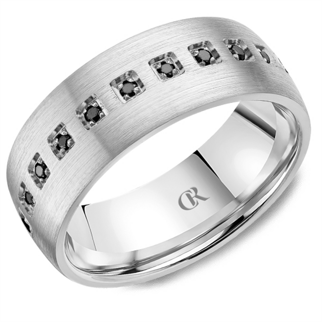 Men's White Gold Flat Black Diamond Band 
Total Diamonds: 0.34cttw
T