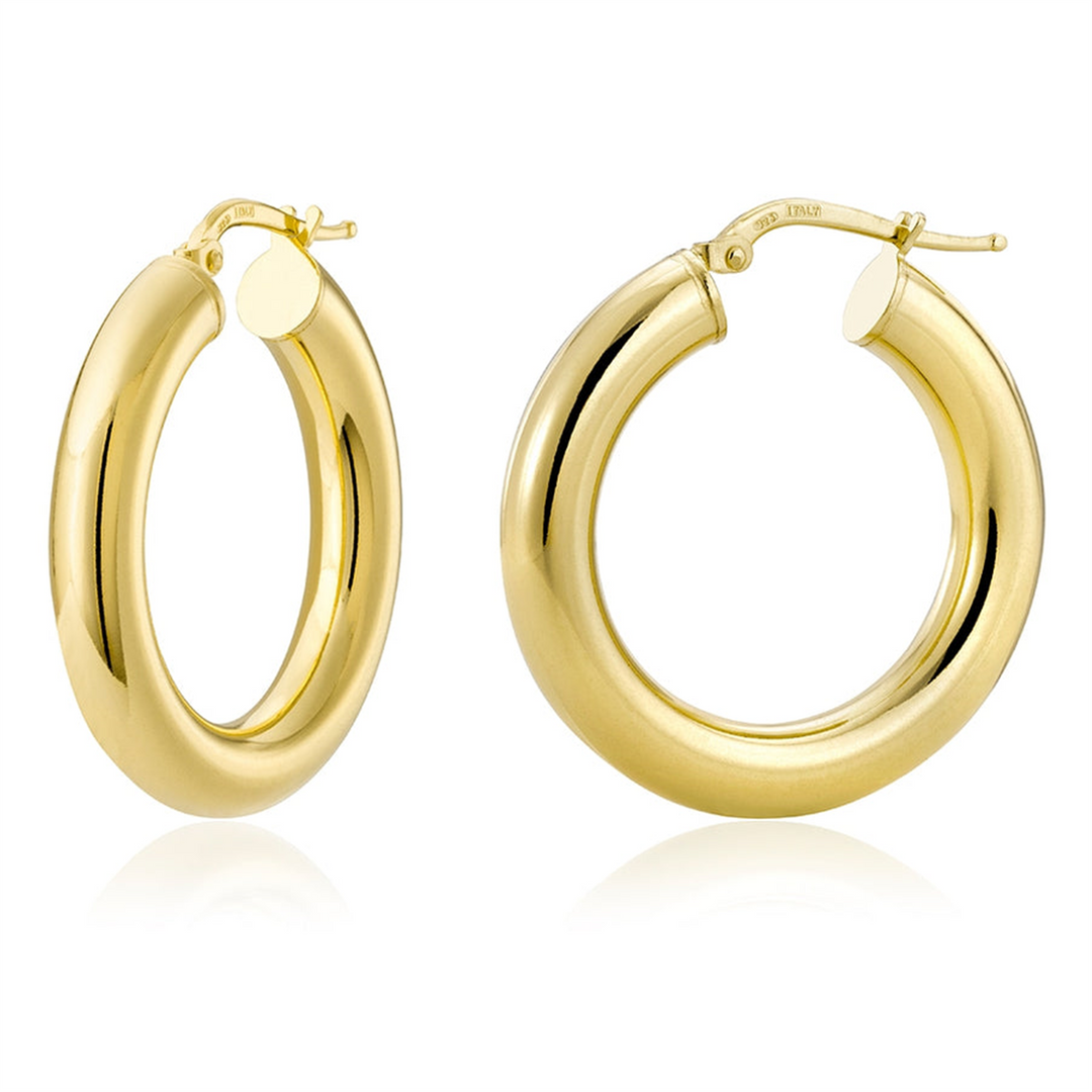 Yellow Sterling Silver Tube Polished Medium Hoop Earrings
Earring Len