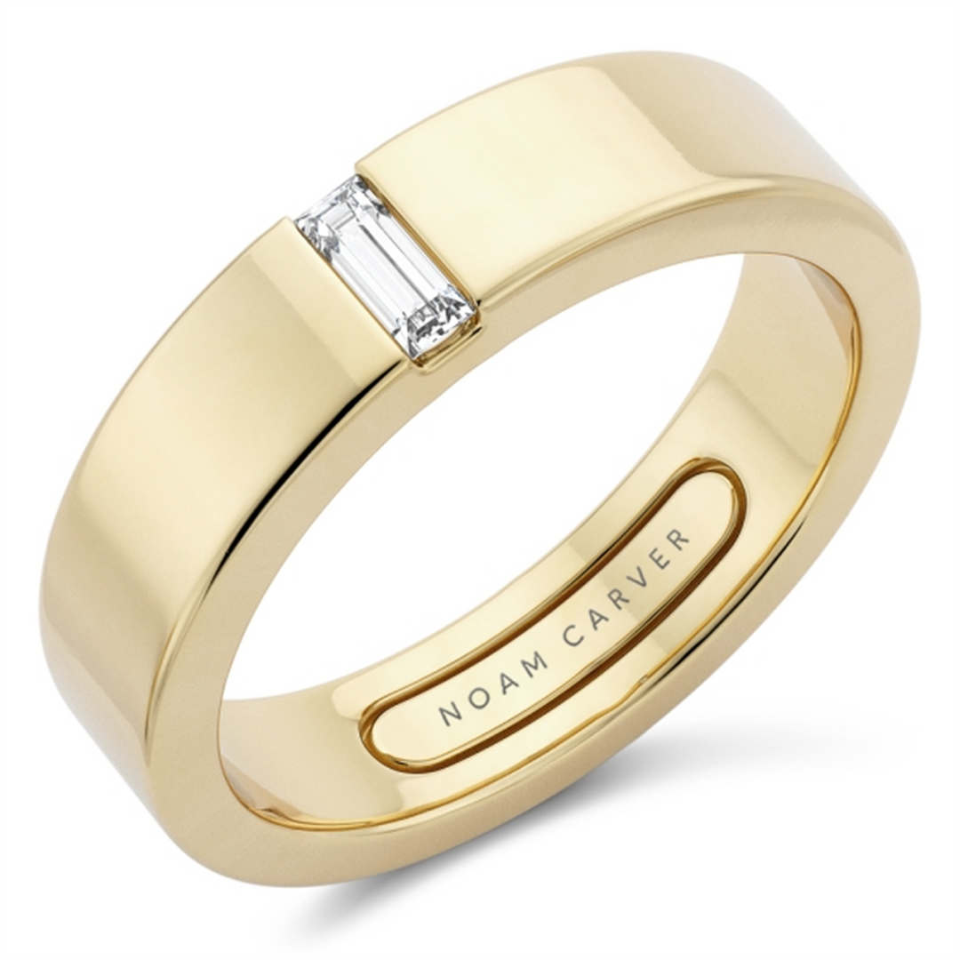 Men's Yellow Gold Flat Diamond Band 
Total Diamonds: 0.17cttw
Top Wi