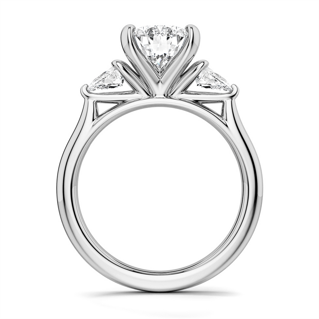 White Gold 3 Stone Diamond Engagement Ring Semi-Mount
Fits Centre: 2.