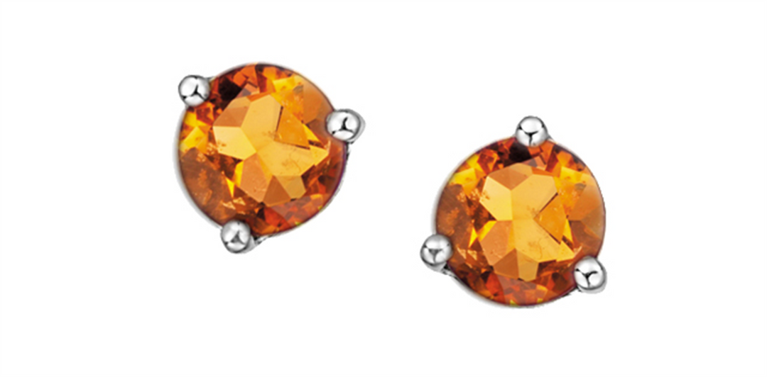 10K White Gold Citrines Stud Earrings