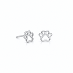 Load image into Gallery viewer, White Sterling Silver Paw Print Polished Stud Earrings
Earring Length