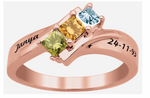 Load image into Gallery viewer, Personalized White Gold Single Row Daughter&#39;s Pride Ring with Name &amp; Birth Date Engraved 
Number of stones available: 3
