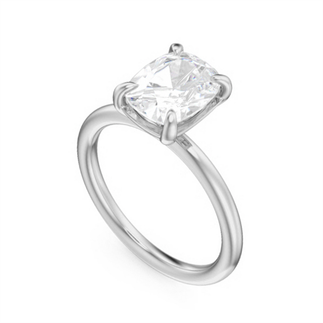 White Gold Solitaire Engagement Ring Mount
Fits Centre: 2.00ct Cushio