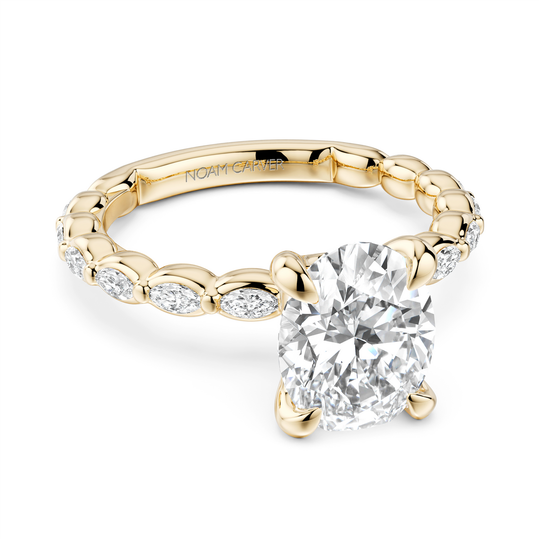 Yellow Gold Side Stones Diamond Engagement Ring Semi-Mount
Fits Centr