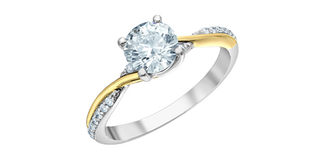 14K Yellow & White Gold Intertwined Round Lab Diamond Engagement Ring